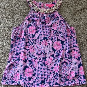 Lilly Pulitzer Pink and Navy Floral Tank Top